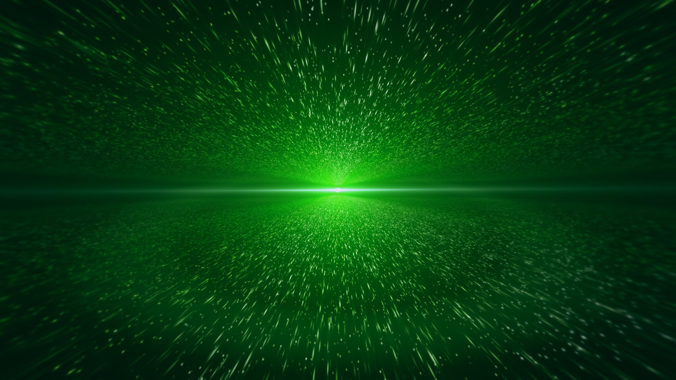 Light Beam, Green Particle Background